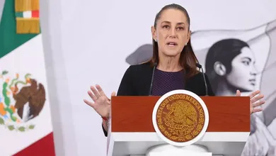 La presidenta Claudia Sheinbaum durante la mañanera de este lunes 11 de mayo.