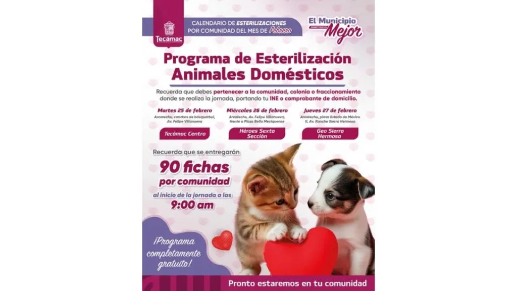 Tecámac ofrecerá Jornada de Esterilización