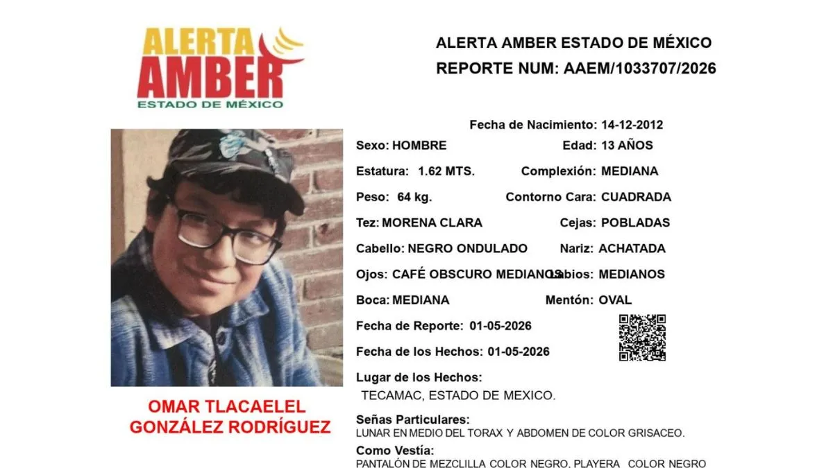 Alerta Amber: Se busca a Omar Tlacaelel González Rodríguez; desapareció en Tecámac
