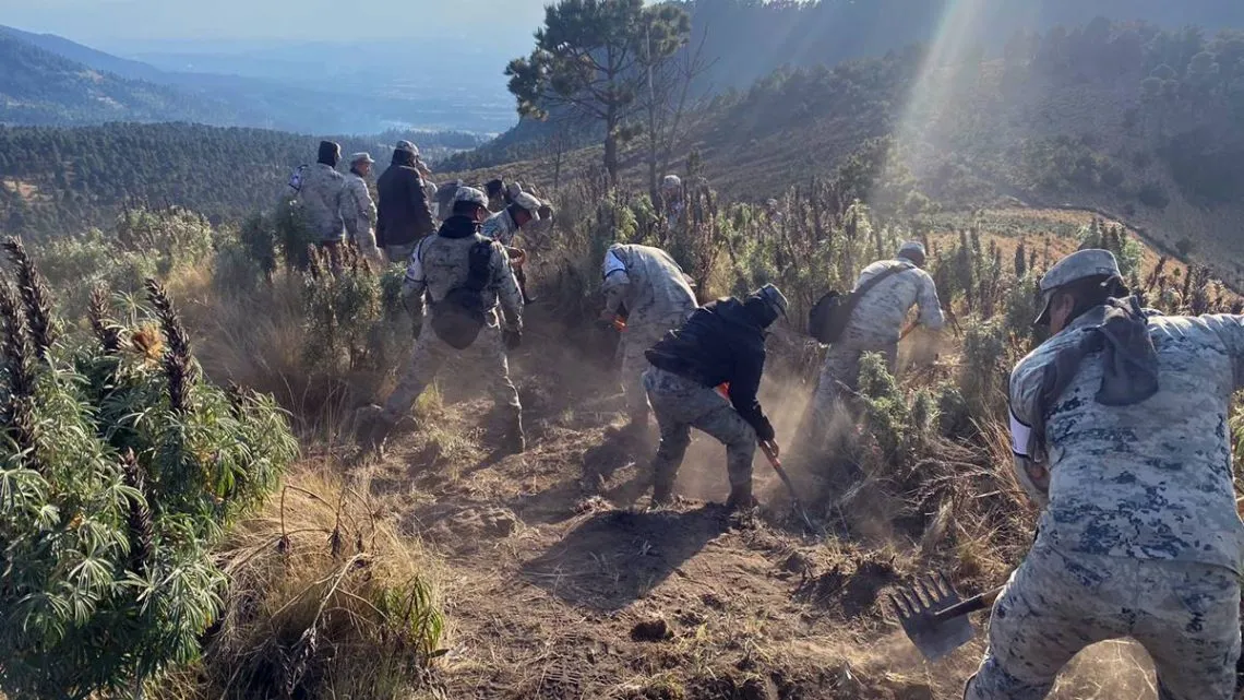 Amecameca: continúa lucha contra incendio en parque Izta-Popo