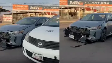 Accidente vial genera tráfico en avenida Pino Suárez a la altura del Hípico.