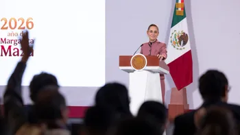 Sheinbaum durante su conferencia mañanera, en la que adelantó cinco puntos del plan para trabajadores del IMSS.