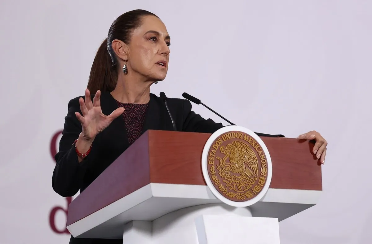 La presidenta Claudia Sheinbaum, durante su conferencia de prensa desde Palacio Nacional.