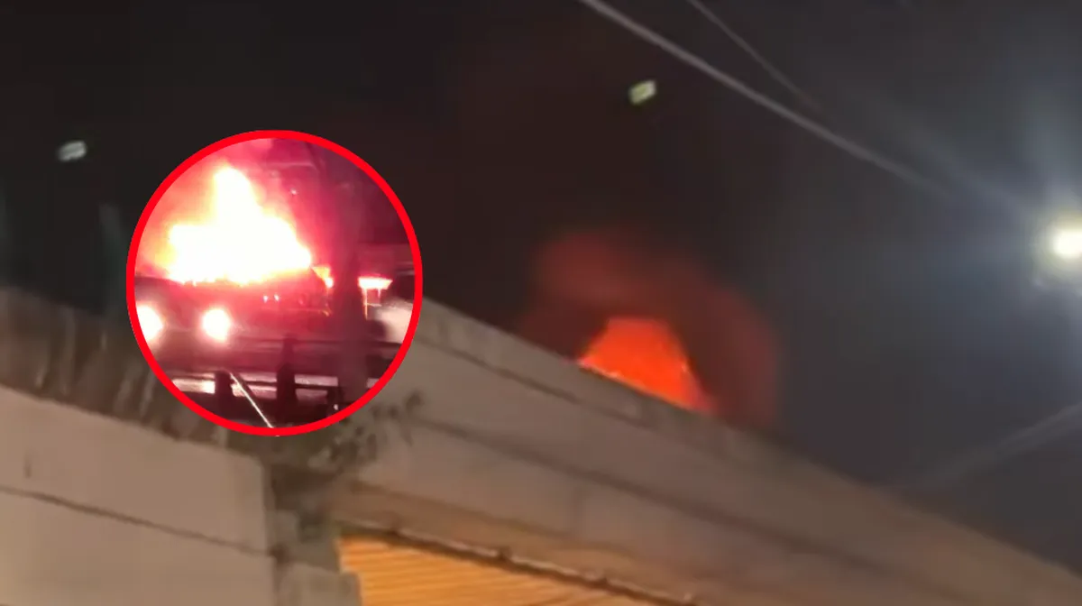 Pánico en Paseo Tollocan: Automóvil se incendia sobre puente vehicular
