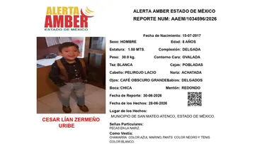 Alerta Amber: Se busca a César Lían Zermeño Uribe; desapareció en San Mateo Atenco