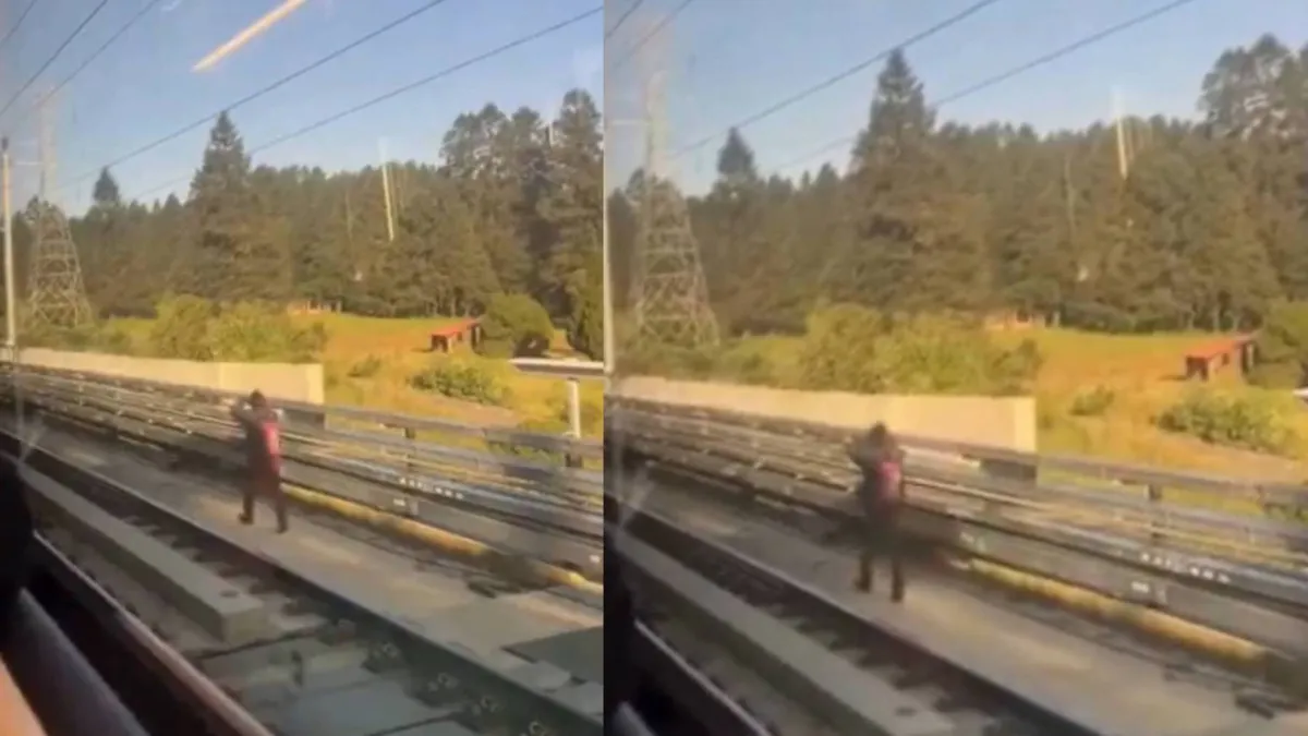 [VIDEO] Captan a hombre caminando por las vías del Tren Interurbano; servicio fue suspendido