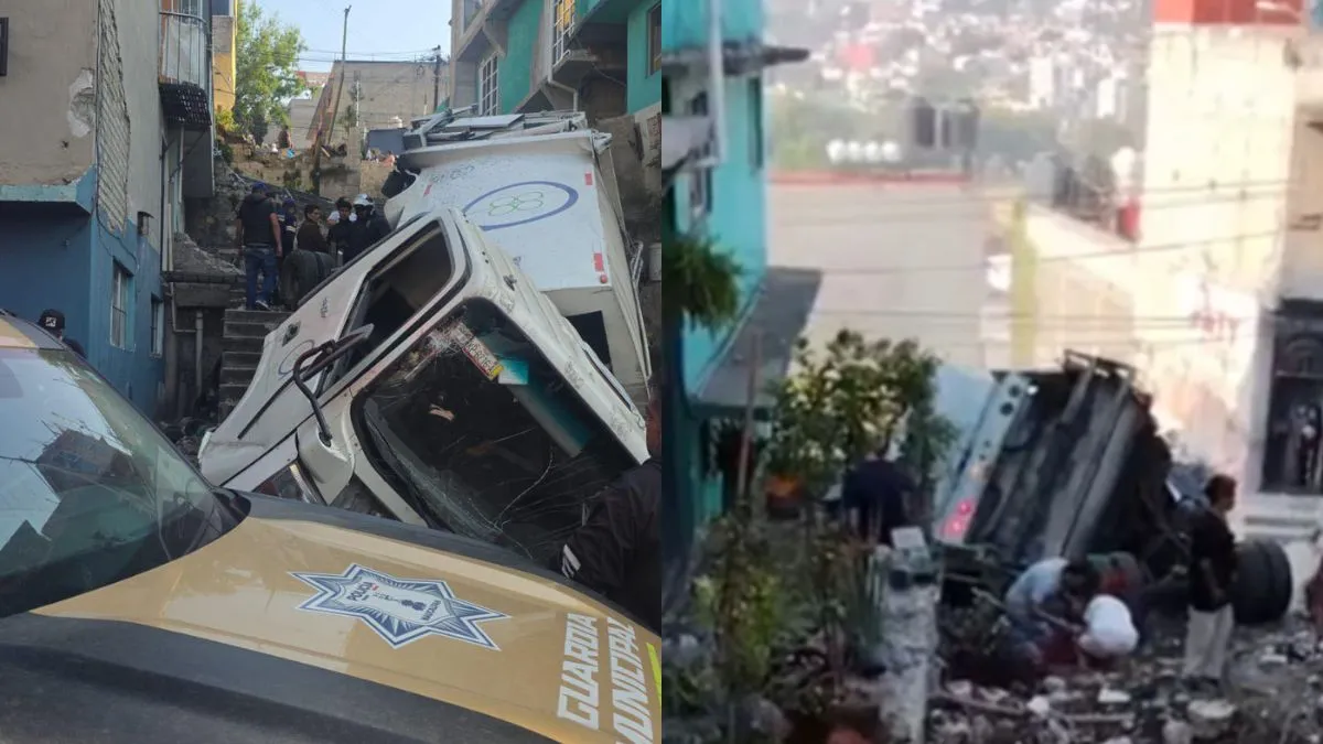 Camión se queda sin frenos en San Mateo Nopala, Naucalpan