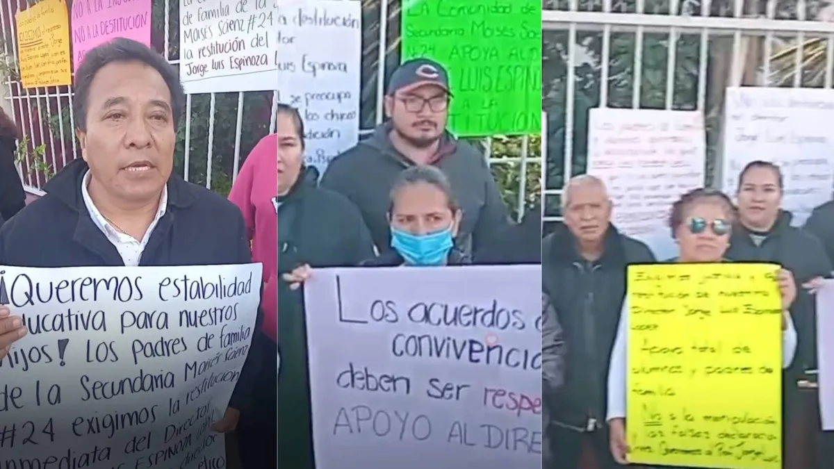 Padres de familia protestan por injusta destitución un director en Tlalnepantla