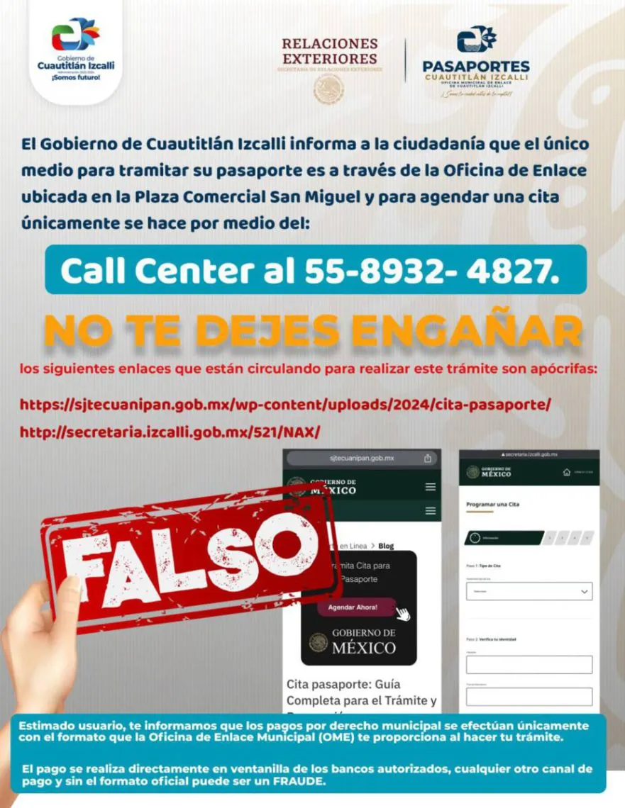 Cuautitlán Izcalli: páginas apócrifas para trámite de pasaportes