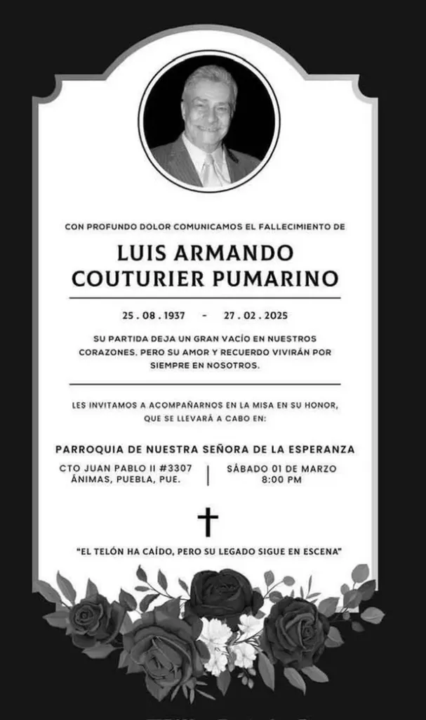 Fallece el actor Luis Couturier, mundo del espectáculo se viste de luto