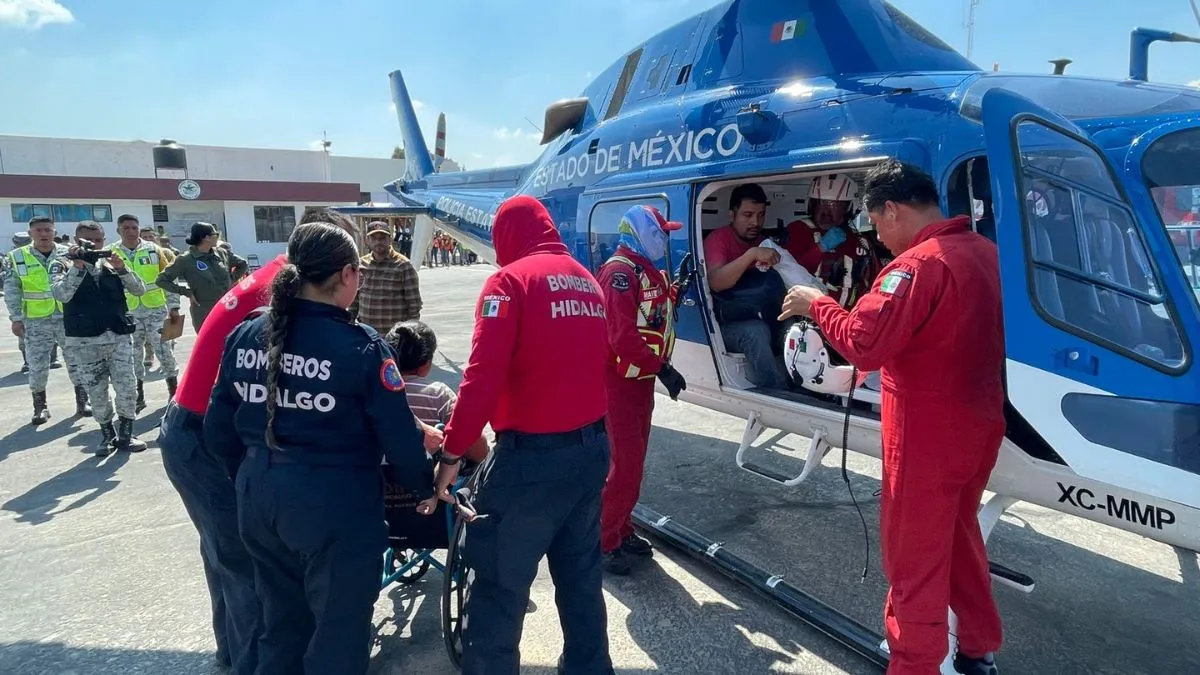 Con traslados aeromédicos, Grupo Relámpagos del Edomex distribuye ayuda a afectados por las lluvias en Hidalgo