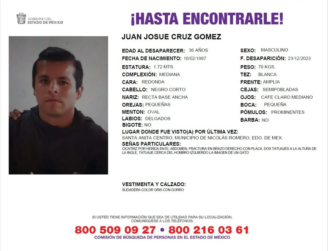 Activan alerta amber para localizar a hombre en Nicolás Romero