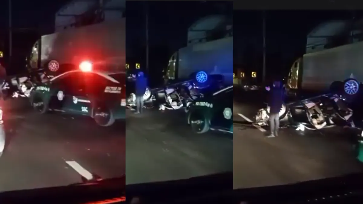 [VIDEO] Reportan auto volcado en la Toluca-México