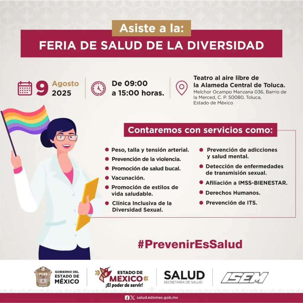 Feria de la Salud de la Diversidad en Toluca será este fin de semana