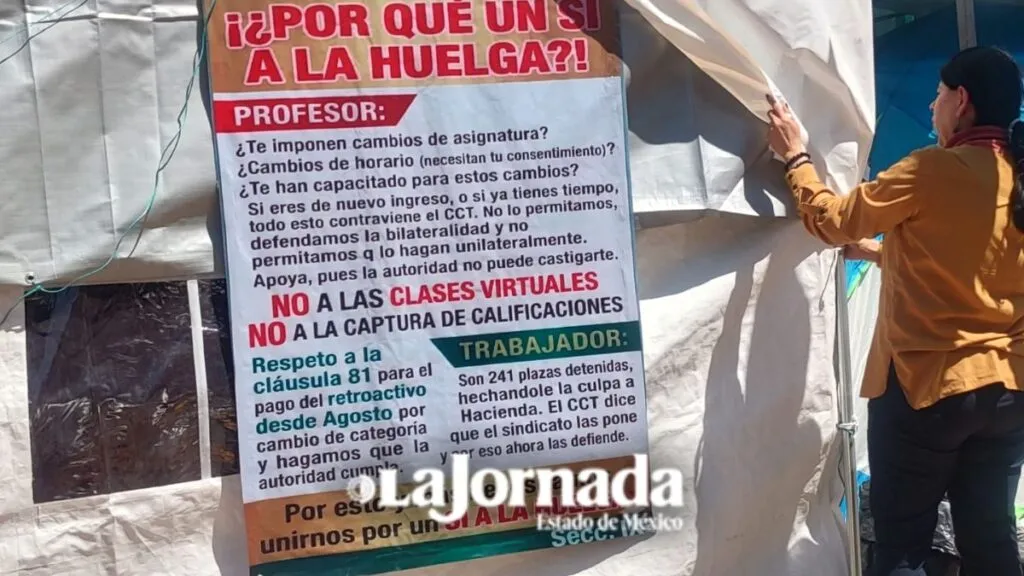 Maestros en huelga y alumnos sin clases en el Colegio de Bachilleres Tlalnepantla