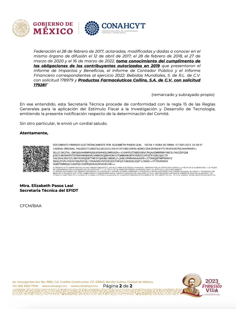 Laboratorios Collins, libre de toda acusación en México y Estados Unidos