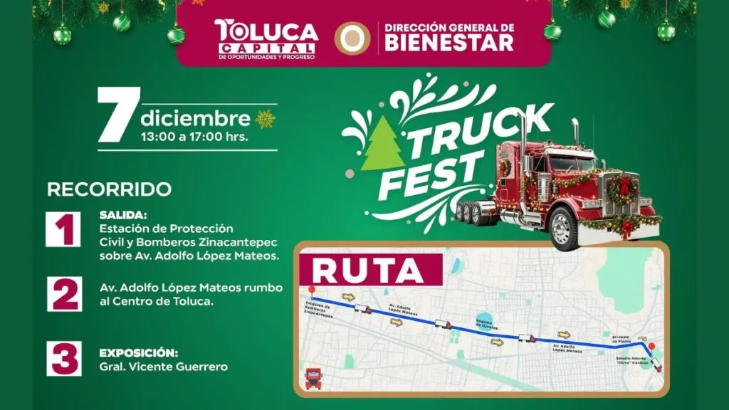 Caravana navideña en Toluca hoy 7 de diciembre