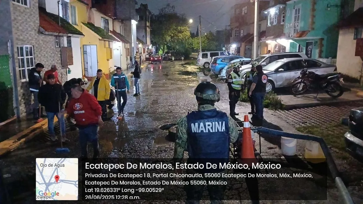 Activan Plan Marina en fase Auxilio en Ecatepec ante intensas lluvias