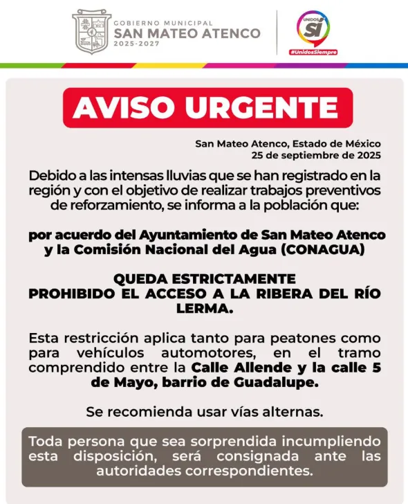 Restringen acceso a ribera del Río Lerma