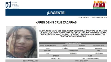 Ficha de búsqueda de Karen Denis Cruz Zacarias, adolescente desaparecida en la alcaldía Iztacalco, CDMX.