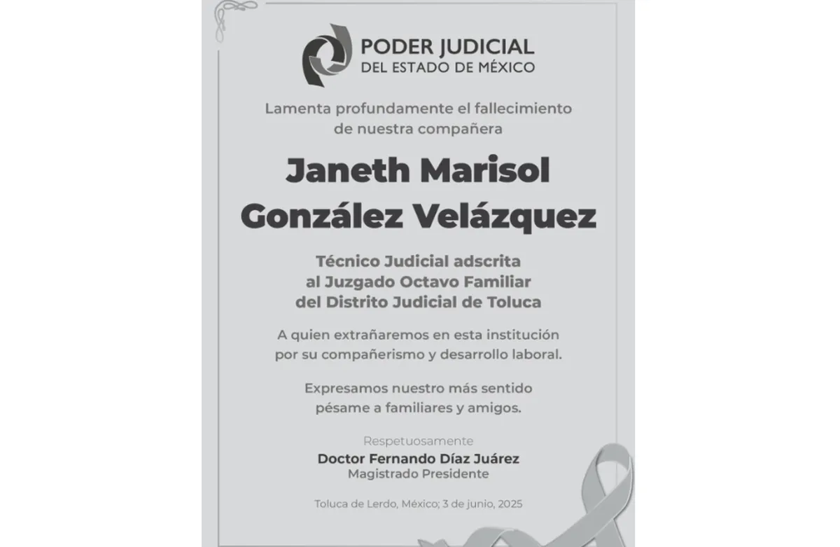Detienen al presunto responsable del feminicidio de trabajadora del Poder Judicial en Edomex
