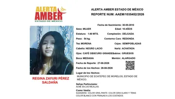 Alerta Amber: Se busca a Regina Zayuri Pérez Saldaña, desaparecida en Ecatepec