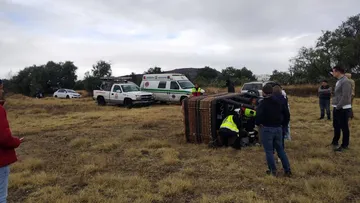Accidente de globo aerostático deja dos heridos en el Valle de Teotihuacán