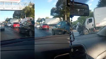 Accidente de unidad de carga afecta la circulación  frente a Galerías Metepec [VIDEO]