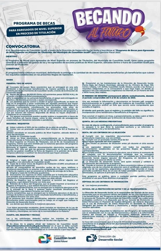 Cuautitlán Izcalli Abre Programa de Becas para Titulación de Educación Superior
