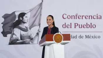 La presidenta Claudia Sheinbaum durante su conferencia sobre la relación entre México y Estados Unidos.