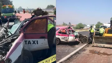 Choque entre taxi y retroexcavadora deja una mujer muerta en la México-Pirámides
