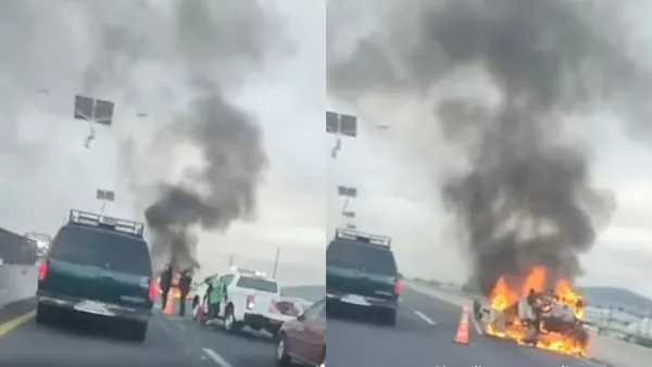 Vehículo se incendia en Siervo de la Nación