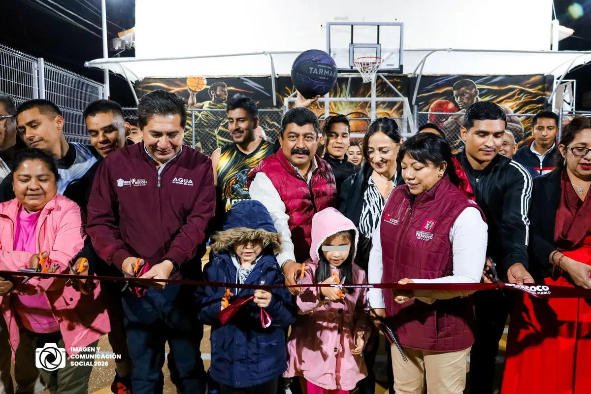Inauguran multicancha en Santa María Tulantongo: Nazario Gutiérrez apuesta por el deporte en Texcoco