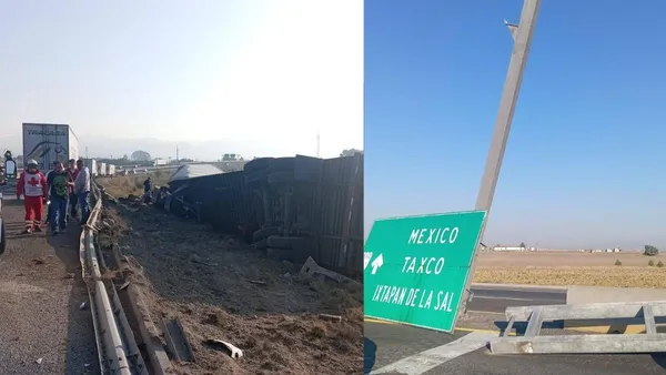 Vuelca Tráiler en la autopista Valle-Lerma