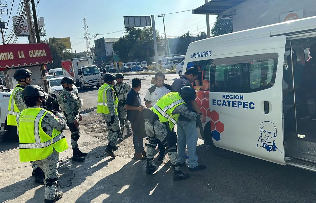 Guardia Nacional arma operativos contra el robo transporte público en Ecatepec