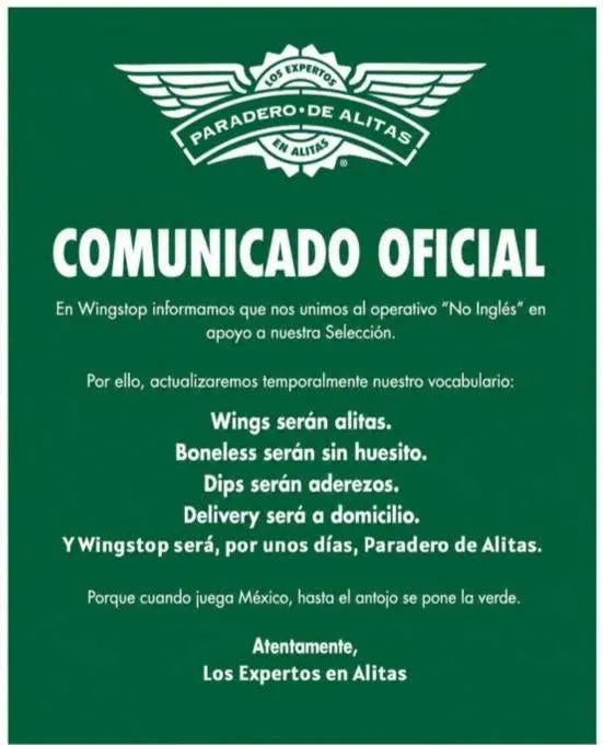 ¡No más inglés! Empresas en México se unen en apoyo a la Selección Mexicana