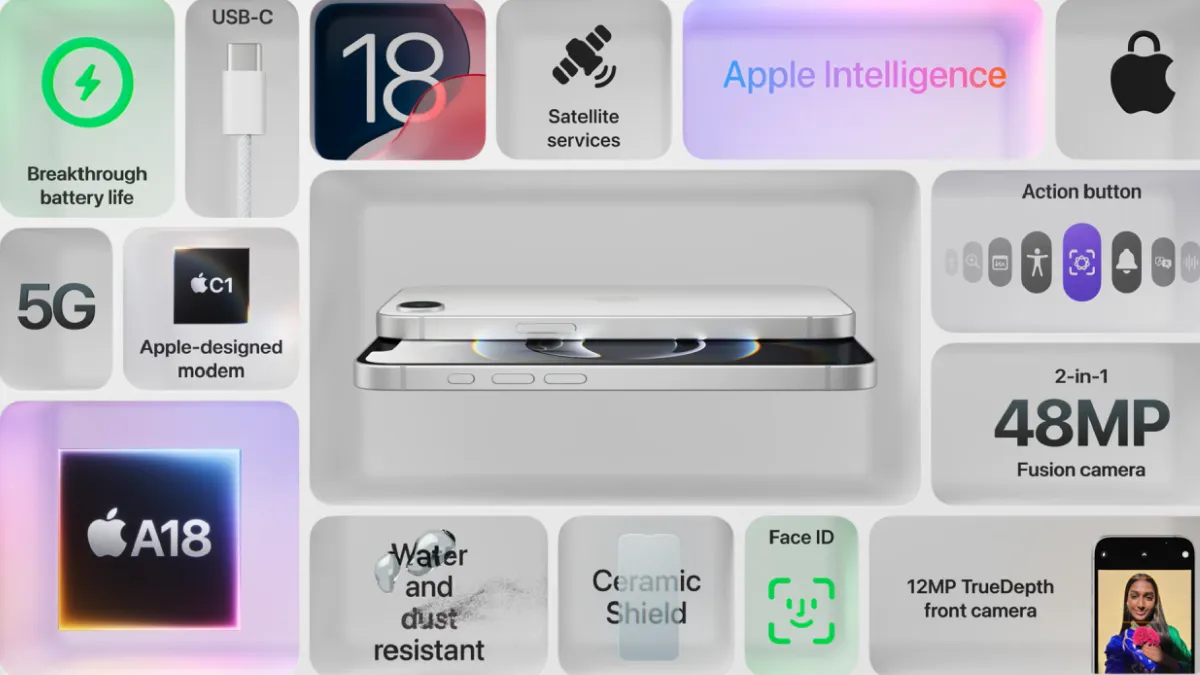 El nuevo iPhone 16e incluye la tecnología FaceID y un potente chip A18 a un precio accesible.