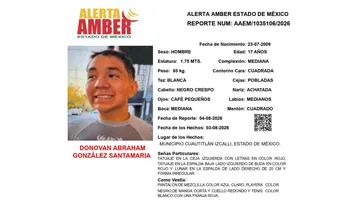 Alerta Amber: Se busca a Donovan Abraham González Santamaría, desaparecido en Cuautitlán Izcalli