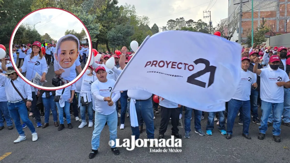 Organización Proyecto 21 marcha en respaldo a Claudia Sheinbaum, Delfina Gómez y Ricardo Moreno