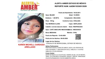 Alerta Amber: Se busca a Karen Michell Cardozo Arellano, desaparecida en Coacalco