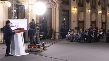 Rosa Icela Rodríguez durante la conferencia matutina en Palacio Nacional, donde habló sobre el presupuesto para 2027 y el INE.