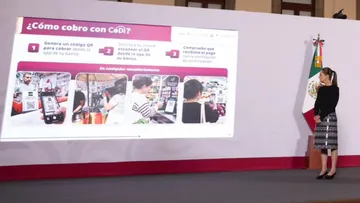 Claudia Sheinbaum durante una conferencia en la que habló sobre la ley de economía digital y el impulso a los pagos electrónicos.