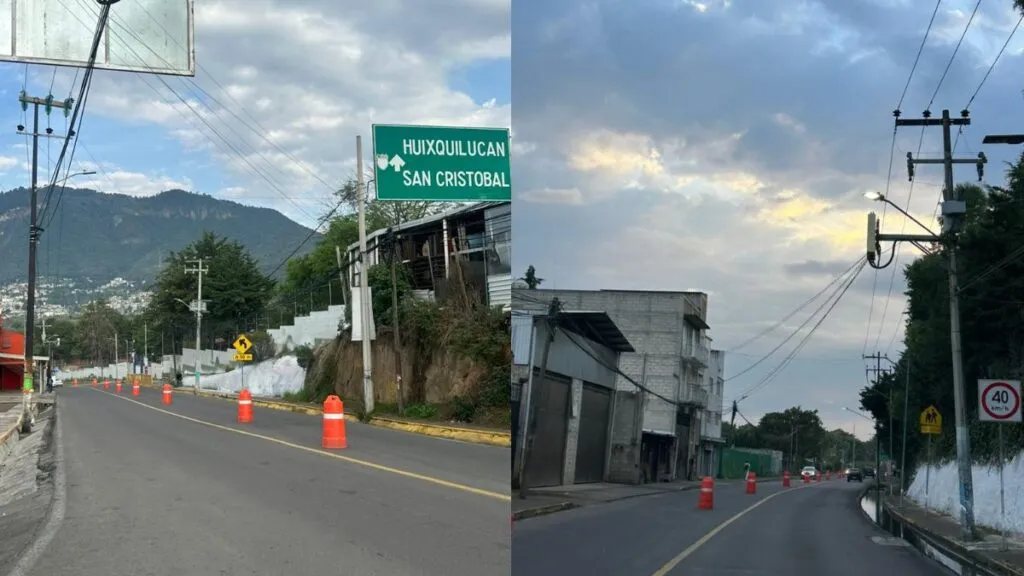 Huixquilucan habilita carril reversible en la carretera Huixquilucan-Río Hondo para agilizar la circulación