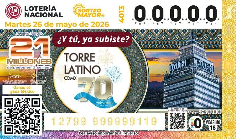 Sorteo Mayor de Lotería Nacional reconoce el 70 aniversario de la Torre Latinoamericana por ser ícono de la arquitectura mexicana