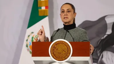 Claudia Sheinbaum este lunes durante su conferencia de prensa en Palacio Nacional.
