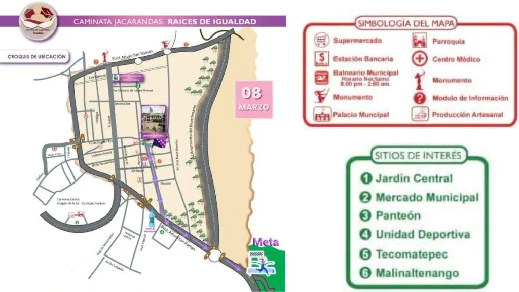 Caminata Jacarandas por el Día de la Mujer en Ixtapan de la Sal