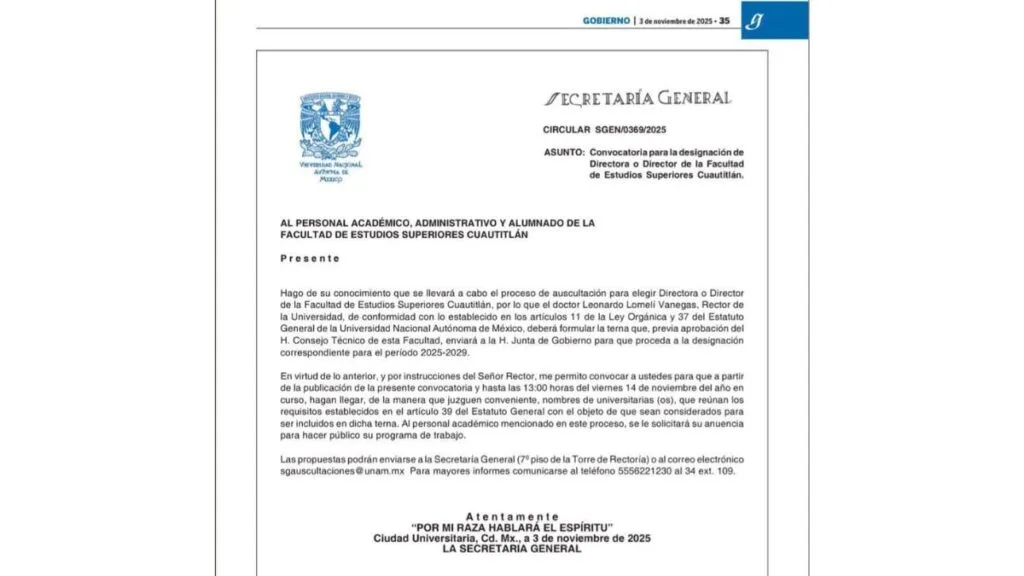 FES Cuautitlán exigen elección democrática para director; amenazan con movilizaciones