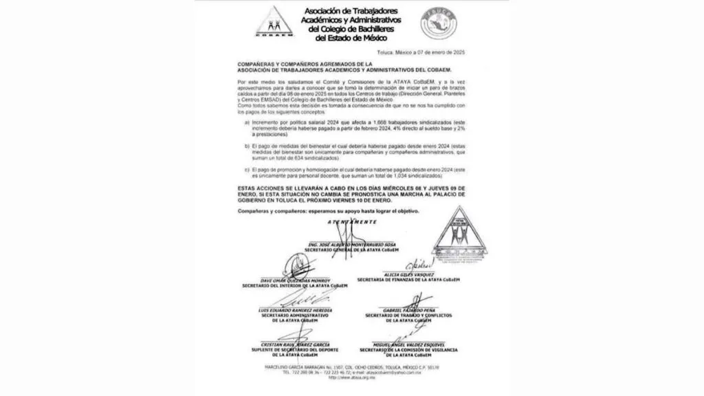 COBAEM inicia paro de brazos caídos