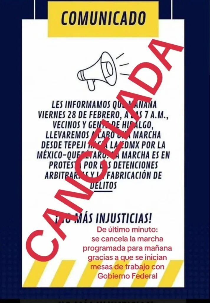 ¿Qué ocurrió con la marcha sobre la México Querétaro para el 28 de febrero? Esto es lo que sabemos