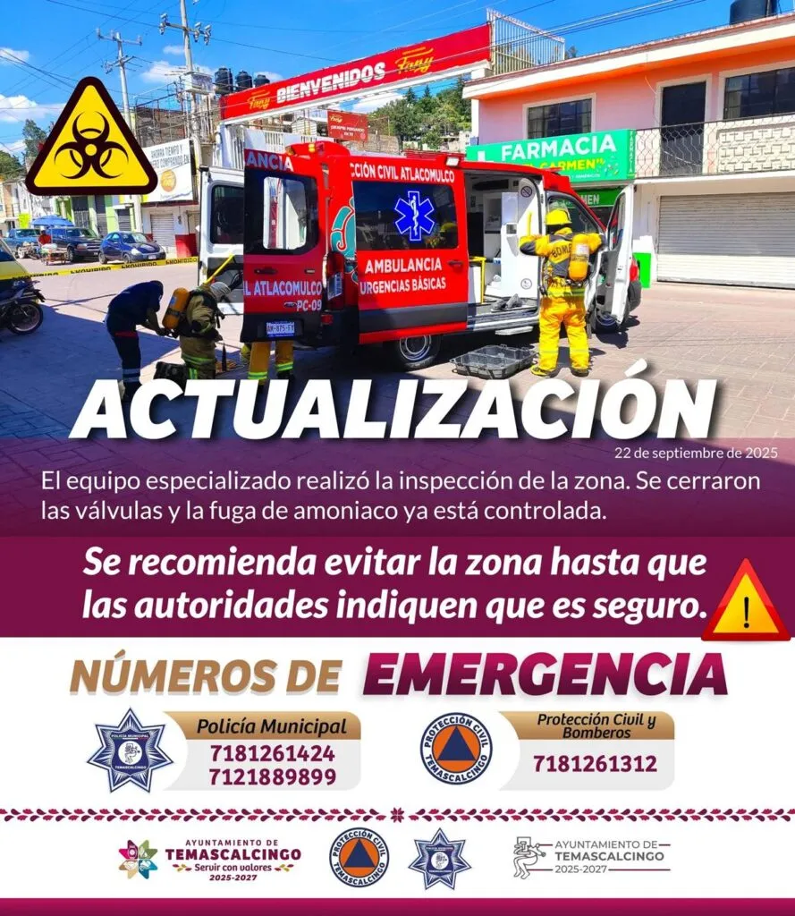 Temascalcingo: Declaran emergencia química por fuga de amoniaco